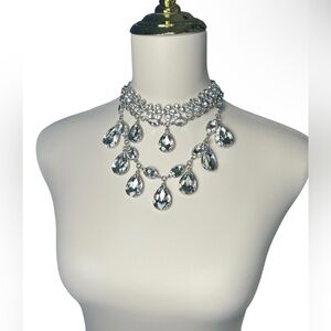 Bling Statement Zi Necklace with Bracelet & Chandelier Earrings 3Pc Bundle